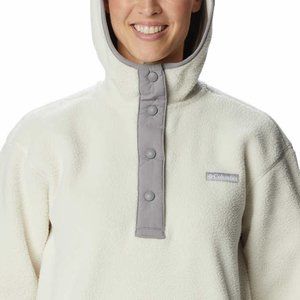 Columbia Ladies' Snap Fleece Hoodie, L: Ivory (Chalk), FREE SHIPPING